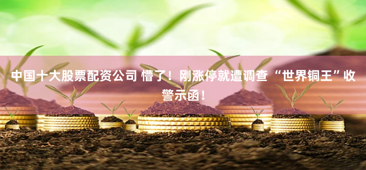 中国十大股票配资公司 懵了！刚涨停就遭调查 “世界铜王”收警示函！